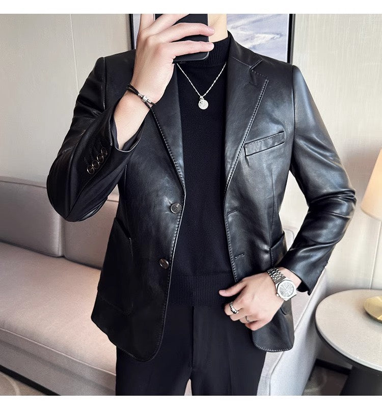 Men's Leather Blazer - Maverik-Black-XS-State of Style