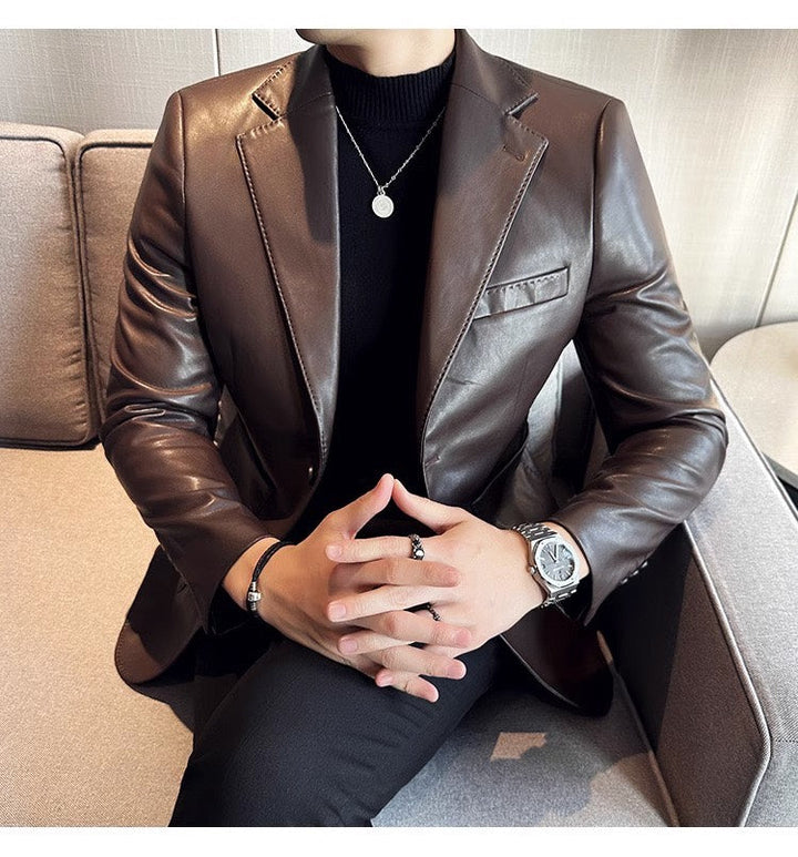 Men's Leather Blazer - Maverik-Black-XS-State of Style