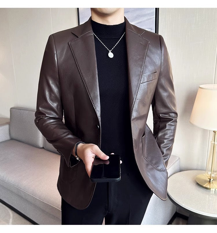 Men's Leather Blazer - Maverik-Black-XS-State of Style
