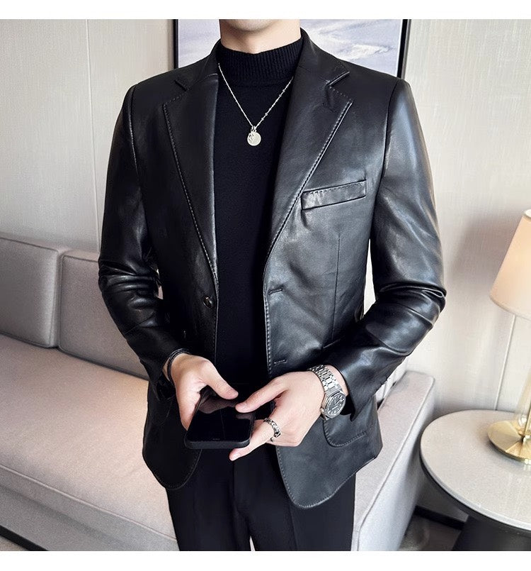 Men's Leather Blazer - Maverik-Brown-XS-State of Style