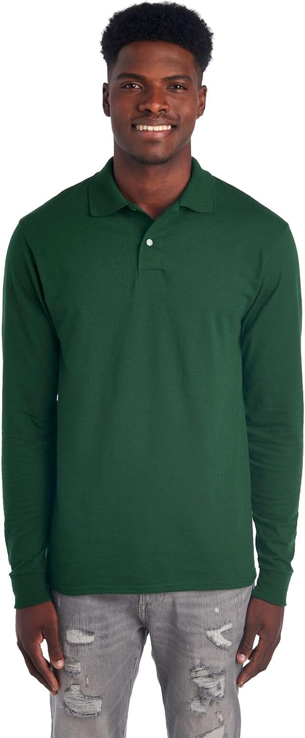 Men's Long Sleeve Polo Shirt - Mark-Dark Green-S-State of Style
