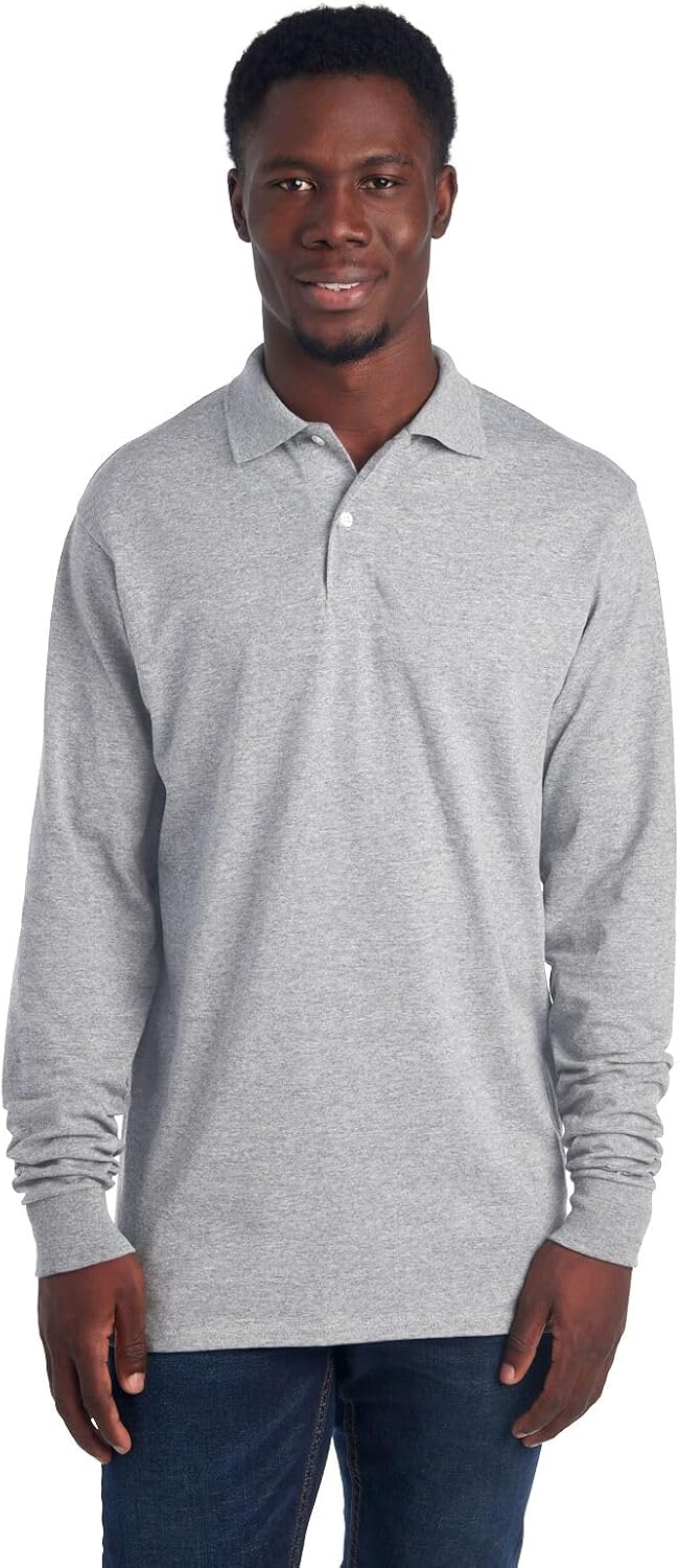 Men's Long Sleeve Polo Shirt - Mark-Grey-S-State of Style