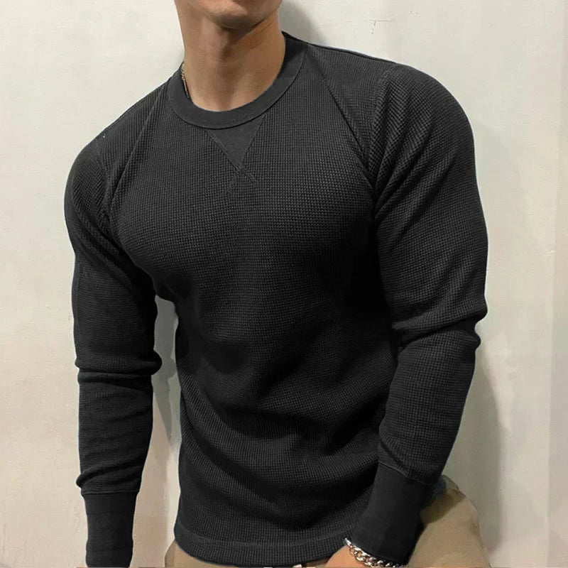 Men's Muscle Fit Autumn Sweater - Bravone-Black-S-State of Style