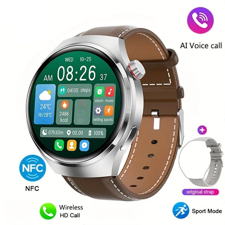 Men's NFC Smartwatch - Orion-Vegan Leather Brown-Silver-State of Style