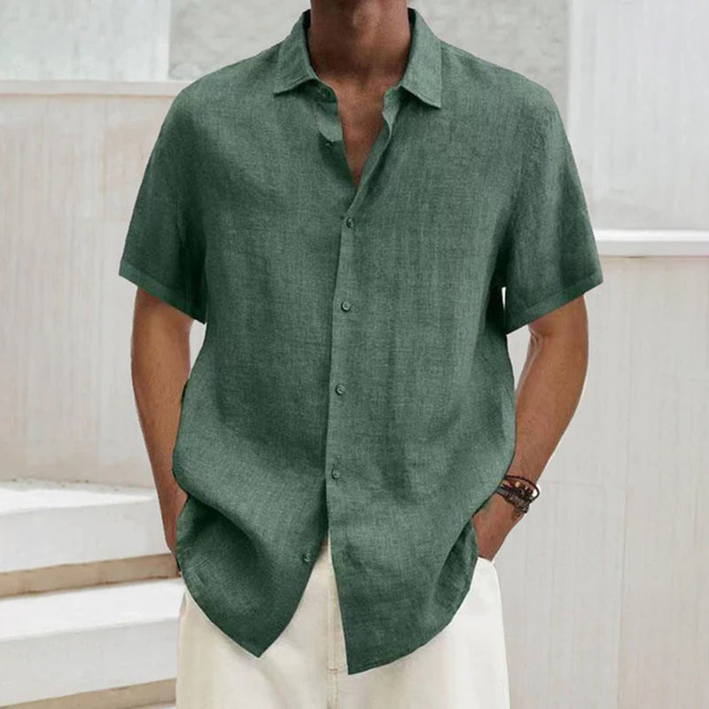 Men's polo shirt made of cotton-linen – Noah-Green-S-State of Style