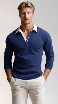 Men's Polo Sweater – Lorenzo-Dark blue-S-State of Style