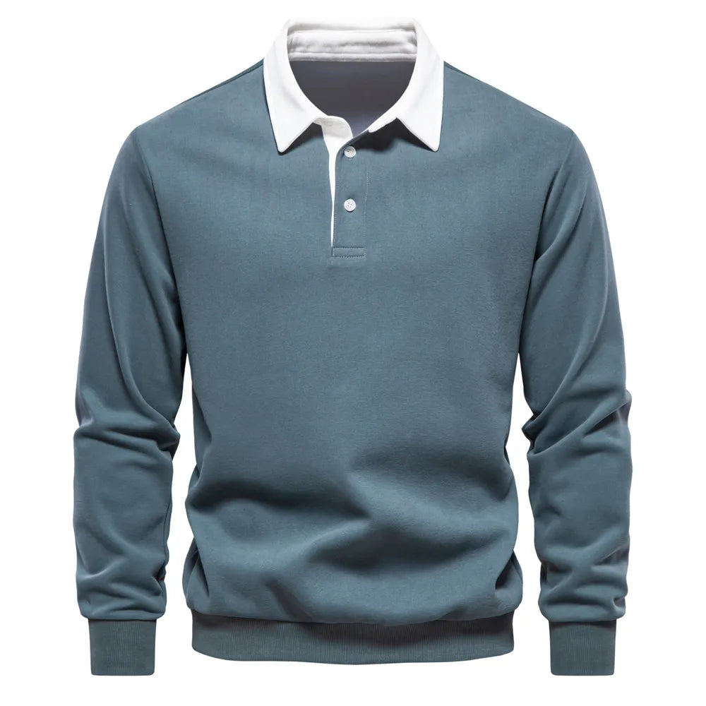 Men's Polo Sweater with Long Sleeves - Rafael-Green-S-State of Style