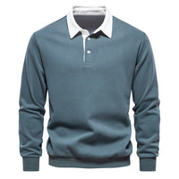 Men's Polo Sweater with Long Sleeves - Rafael-Green-S-State of Style