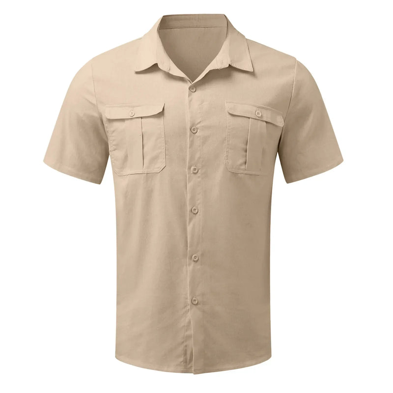 Men's Short-Sleeve Shirt with Chest Pockets and Kent Collar – Lennard-Black-S-State of Style