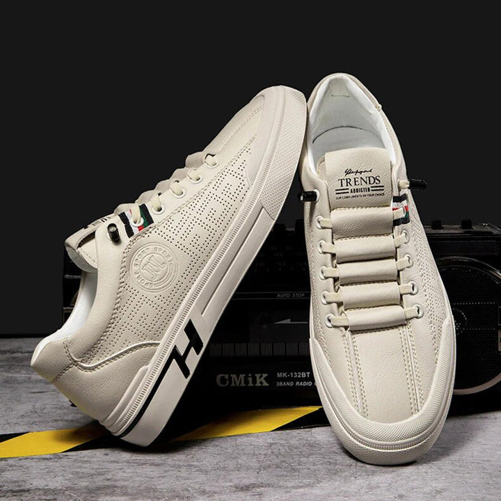 Men's sneakers made of perforated leather with a lightweight design – Ethan-Khaki-6-State of Style