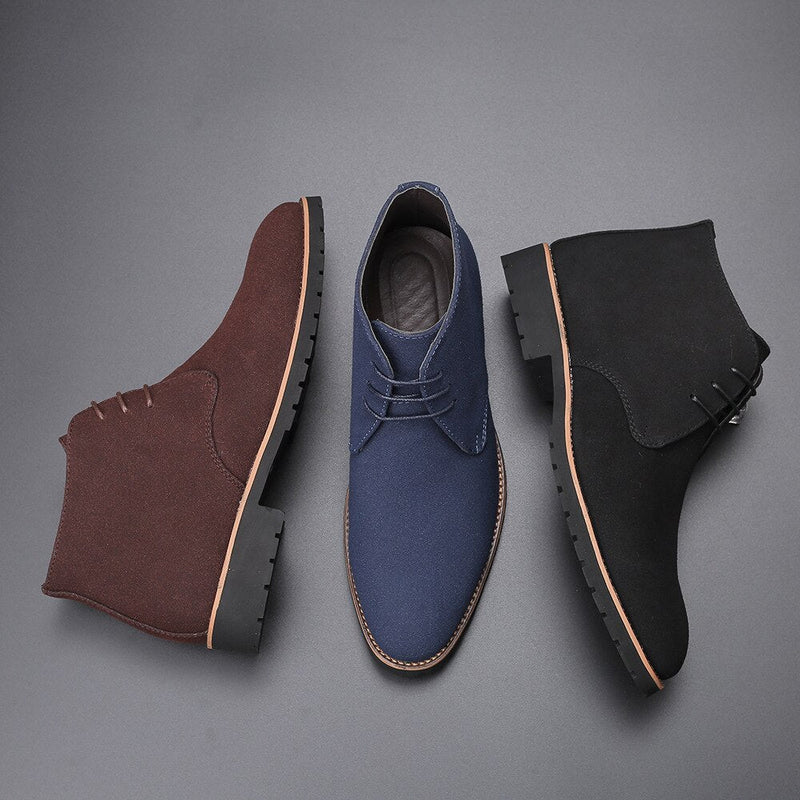 Men's Suede Leather Ankle Boots - Hudson-Black-6-State of Style