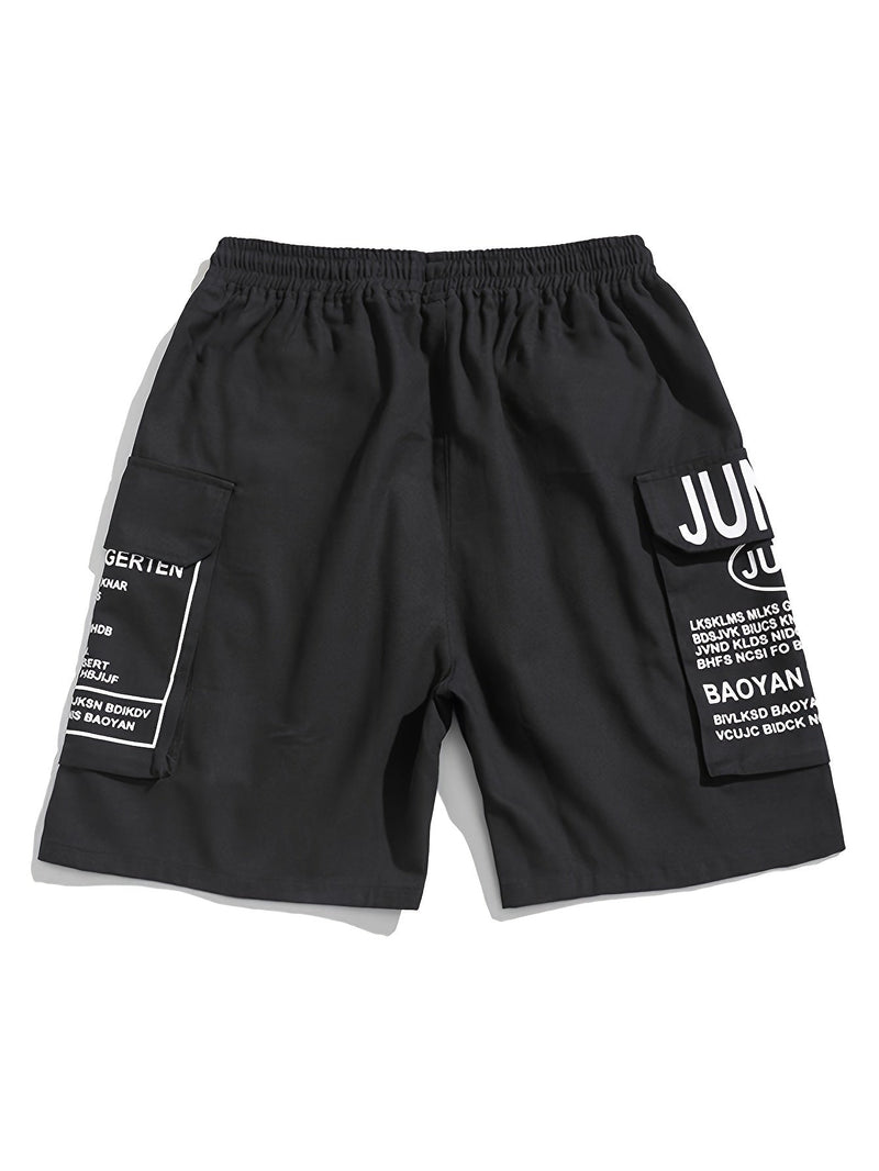 Men's Summer Shorts with Letter Print Street Style Look - Milan-Black-S(46)-State of Style