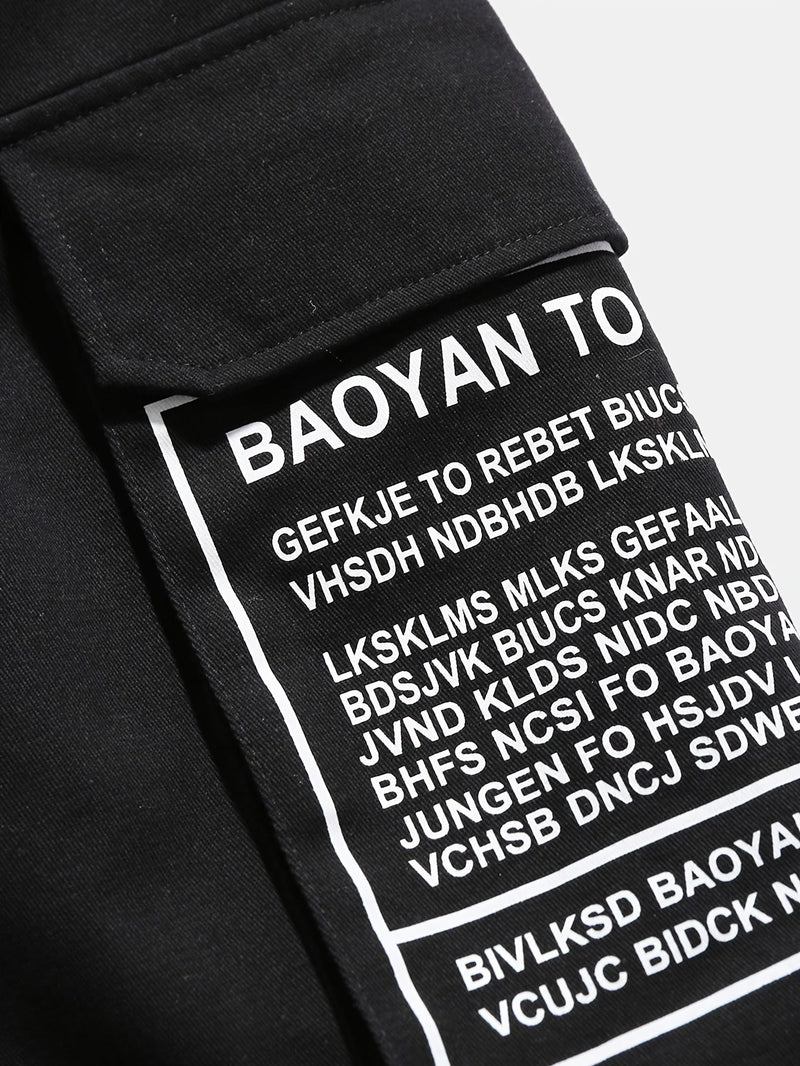 Men's Summer Shorts with Letter Print Street Style Look - Milan-Black-S(46)-State of Style