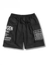 Men's Summer Shorts with Letter Print Street Style Look - Milan-Black-S(46)-State of Style