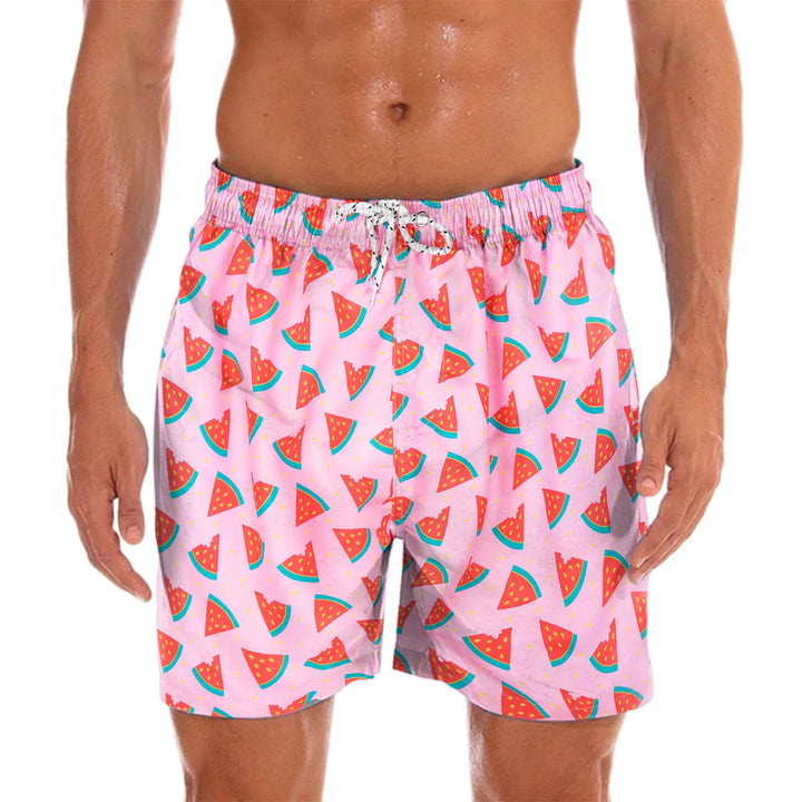 Men's Swim Shorts with Cheerful Print – Milo-Pink-S-State of Style