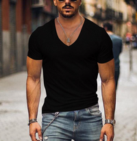 Men's T-Shirt with V-neck - Timo-Black-XS-State of Style