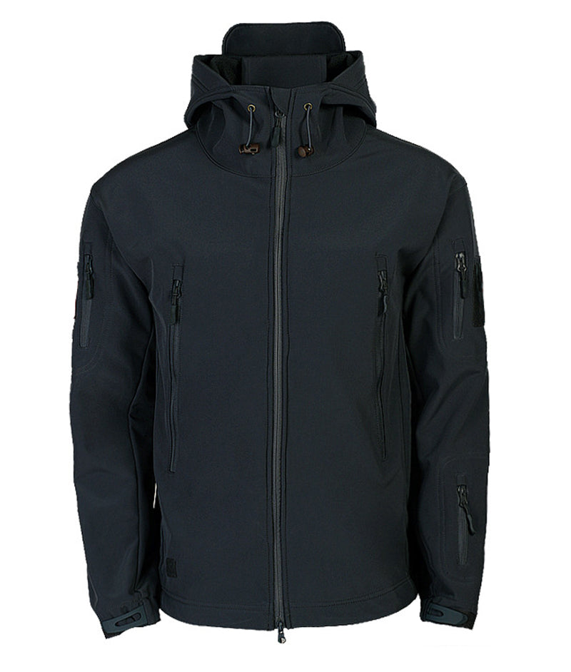 Men's Tactical Waterproof Windproof Softshell Jacket with Hood - Kai-Black-S-State of Style