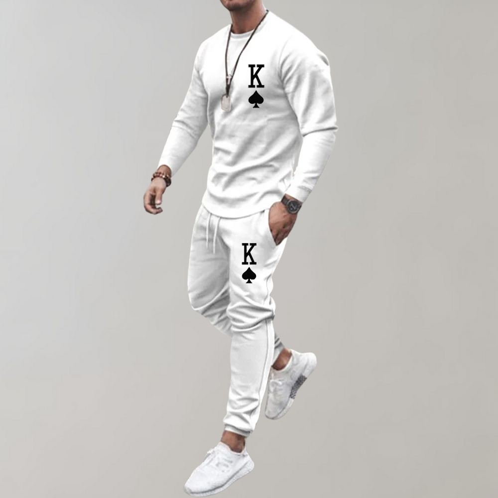 Men's Tracksuit with Letter Print - Thor-White-S-State of Style