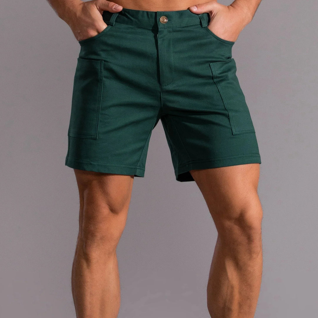 Men's utility shorts made from stretch cotton blend – Finn-Dark green-XS-State of Style