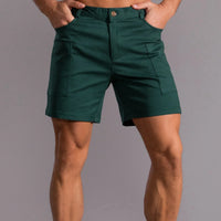 Men's utility shorts made from stretch cotton blend – Finn-Dark green-XS-State of Style