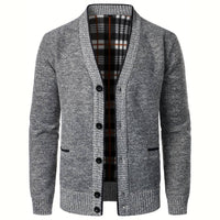 Men's V-Neck Cardigan - Aspen-Light Grey-S-State of Style