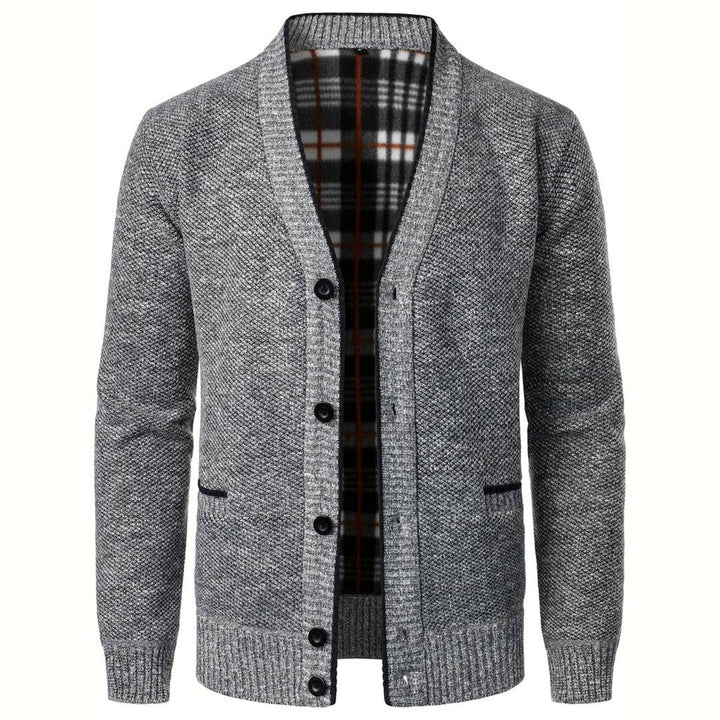 Men's V-Neck Cardigan - Aspen-Light Grey-S-State of Style