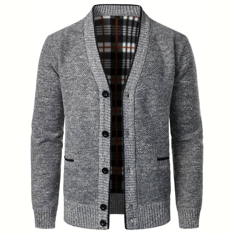 Men's V-Neck Cardigan - Aspen-Light Grey-S-State of Style