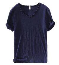 Men's V-Neck Linen Shirt – Luca-Dark blue-M-State of Style