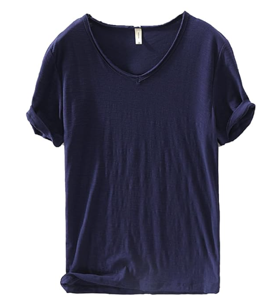Men's V-Neck Linen Shirt – Luca-Dark blue-M-State of Style