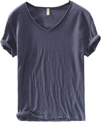 Men's V-Neck Linen Shirt – Luca-Gray-M-State of Style