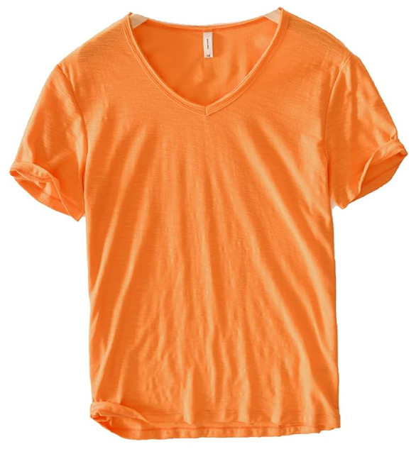 Men's V-Neck Linen Shirt – Luca-Orange-M-State of Style