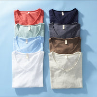 Men's V-Neck Linen Shirt – Luca-White-M-State of Style