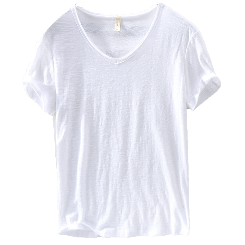 Men's V-Neck Linen Shirt – Luca-White-M-State of Style
