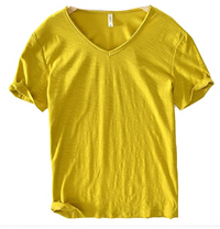 Men's V-Neck Linen Shirt – Luca-Yellow-M-State of Style