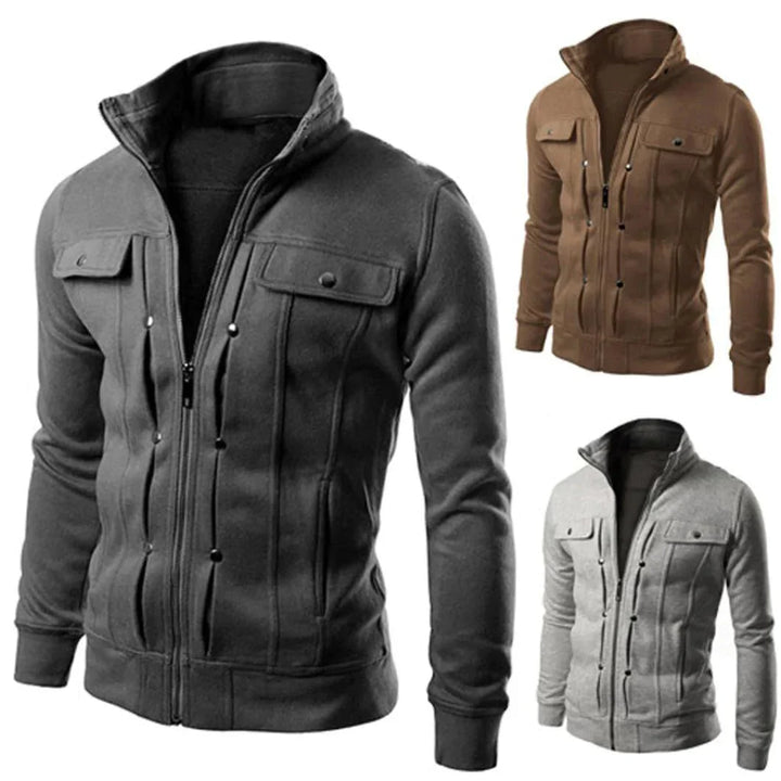 Men's Zip-Up Stand Collar Jacket – Carlo-Black-S-State of Style