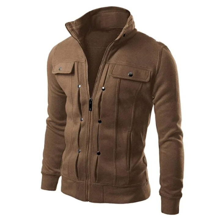 Men's Zip-Up Stand Collar Jacket – Carlo-Brown-S-State of Style