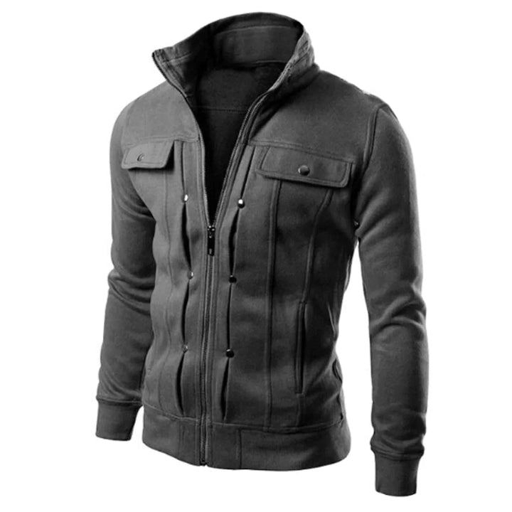 Men's Zip-Up Stand Collar Jacket – Carlo-Dark grey-S-State of Style