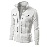 Men's Zip-Up Stand Collar Jacket – Carlo-White-S-State of Style