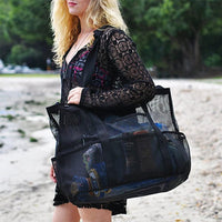 Foldable Mesh Beach Tote with 9 Pockets for Family Days