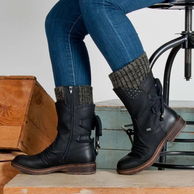 Mid-Calf Snow Boots for Women - Bianca-Black-4.5-State of Style