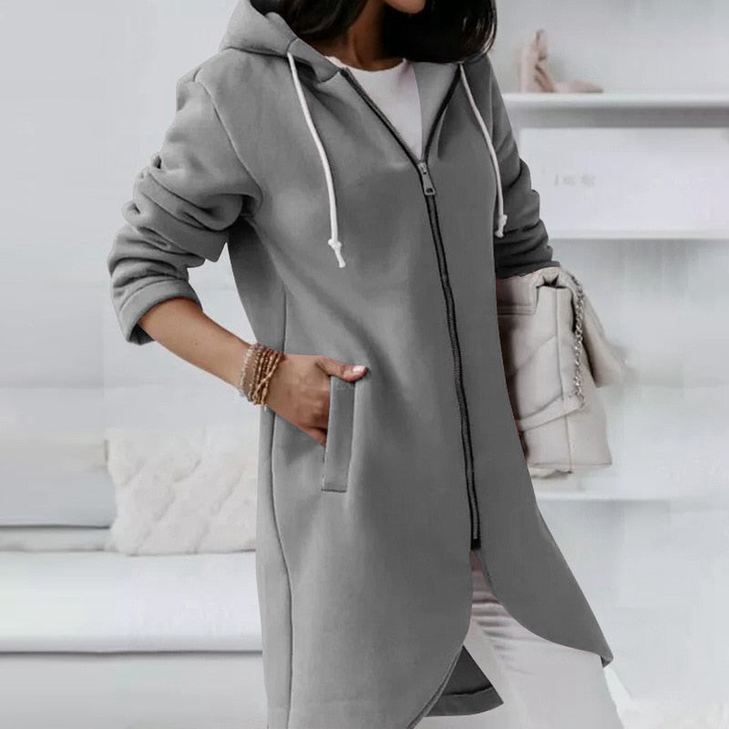 Mid-Length Hooded Jacket | Stylish & Comfortable-Gray-S-State of Style