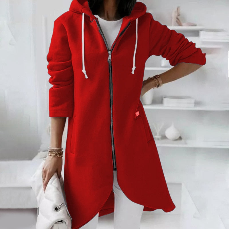 Mid-Length Hooded Jacket | Stylish & Comfortable-Red-S-State of Style