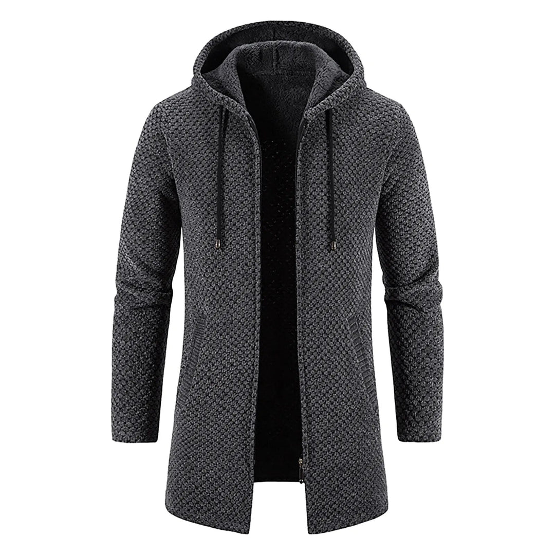 Mid-Length Wool Hoodie for Men - Luca-Dark Grey-S-State of Style