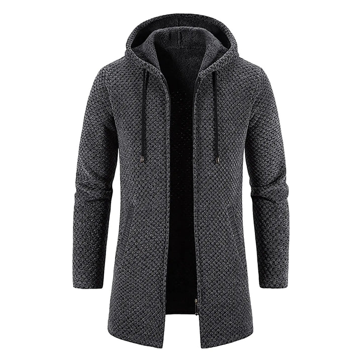 Mid-Length Wool Hoodie for Men - Luca-Dark Grey-S-State of Style