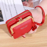 Mini Women's Wallet with Wrist Strap – Compact & Stylish Card Holder-Red-State of Style
