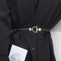 Minimalist Designer Dress Belt – Stylish Leather Belt with Adjustable Metal Buckle-Black-State of Style