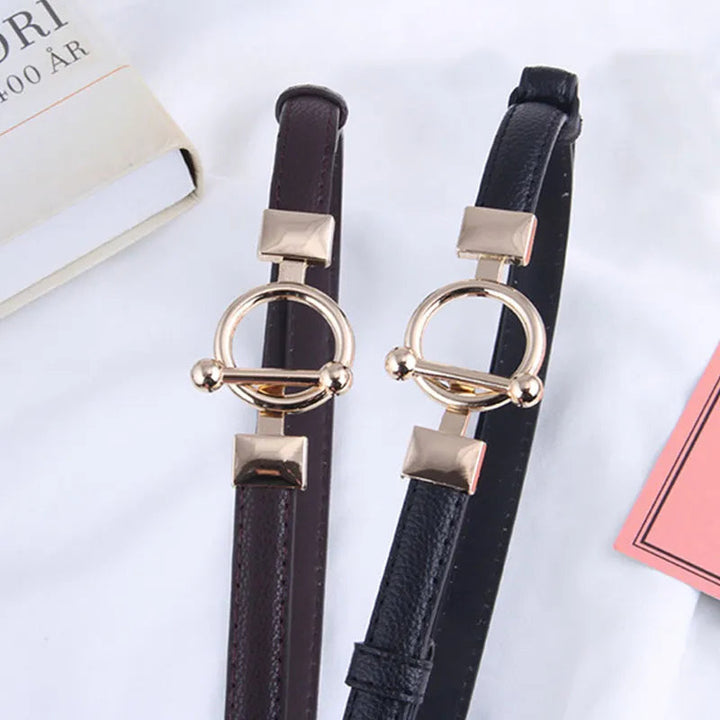 Minimalist Designer Dress Belt – Stylish Leather Belt with Adjustable Metal Buckle-Black-State of Style