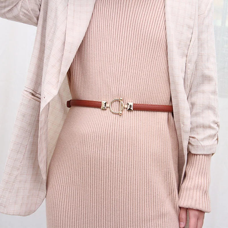 Minimalist Designer Dress Belt – Stylish Leather Belt with Adjustable Metal Buckle-Black-State of Style