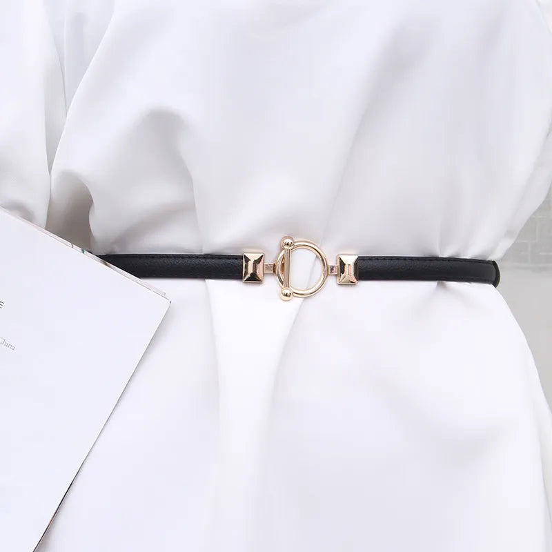 Minimalist Designer Dress Belt – Stylish Leather Belt with Adjustable Metal Buckle-Black-State of Style