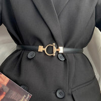 Minimalist Designer Dress Belt – Stylish Leather Belt with Adjustable Metal Buckle-Black-State of Style